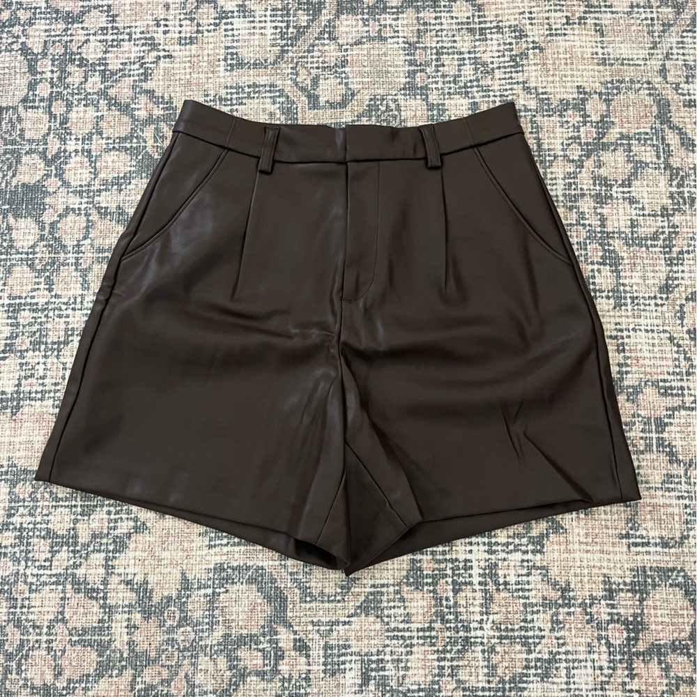 Banana Republic Chocolate Brown Vegan Leather Shorts - Picture 3 of 6